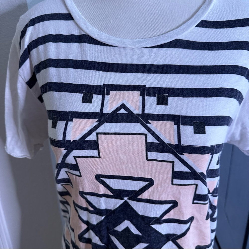 JCrew Factory Striped Geometric Pattern Women's Top. Size Small - Picture 2 of 5